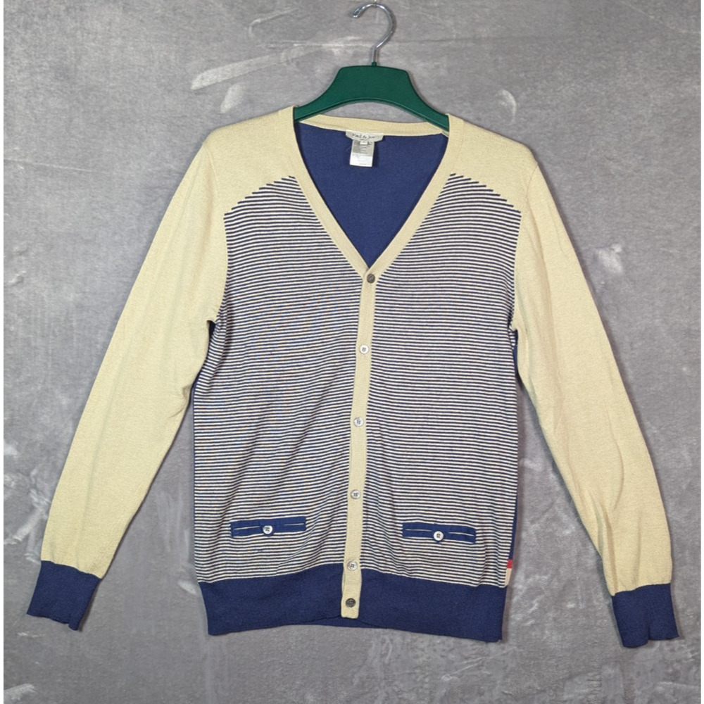 Paul & Joe Paris Merino Wool Blend Cardigan Women's Small Navy Stripe Preppy